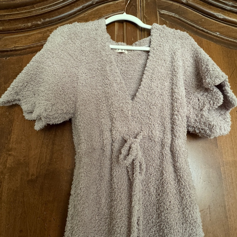 POL Fleece Soft Maxi Dress in Light Taupe Size Small New - Picture 5 of 16